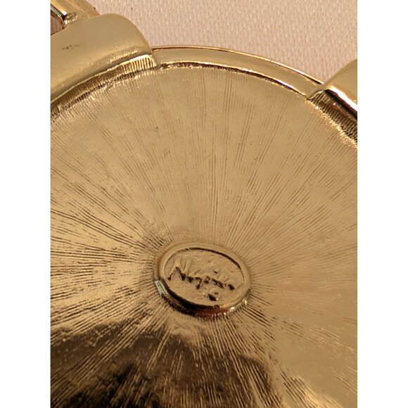 Napier Gold-Tone Chain Link Statement Necklace 16" Round Pendant Runway Jewelry - Picture 4 of 12